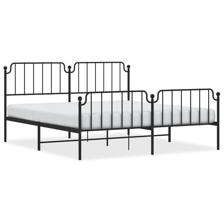 Bedframe met hoofd- en voeteneinde metaal zwart 160x200 cm