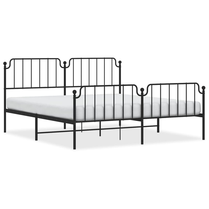 Bedframe met hoofd- en voeteneinde metaal zwart 160x200 cm