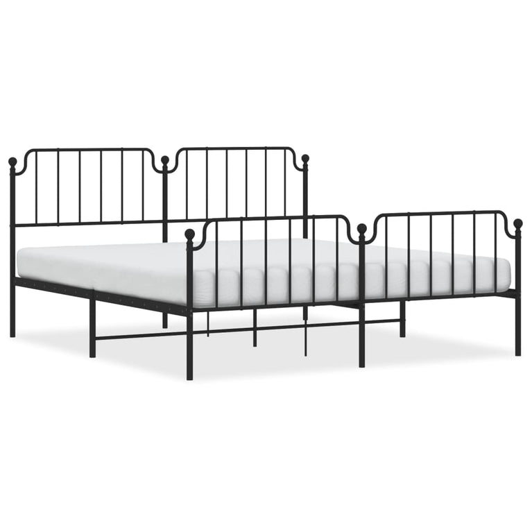 Bedframe met hoofd- en voeteneinde metaal zwart 180x200 cm