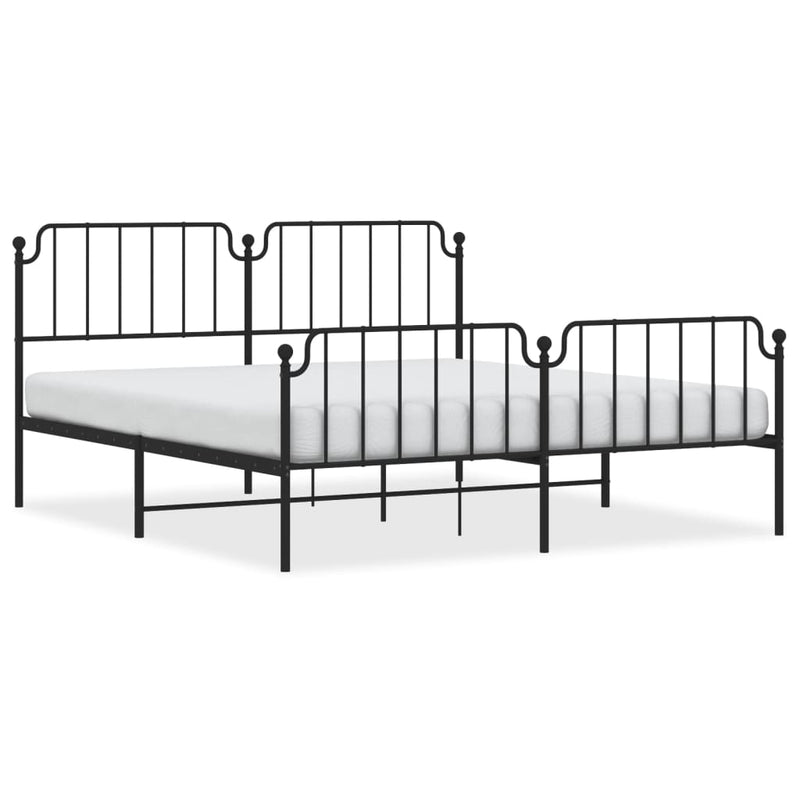 Bedframe met hoofd- en voeteneinde metaal zwart 180x200 cm