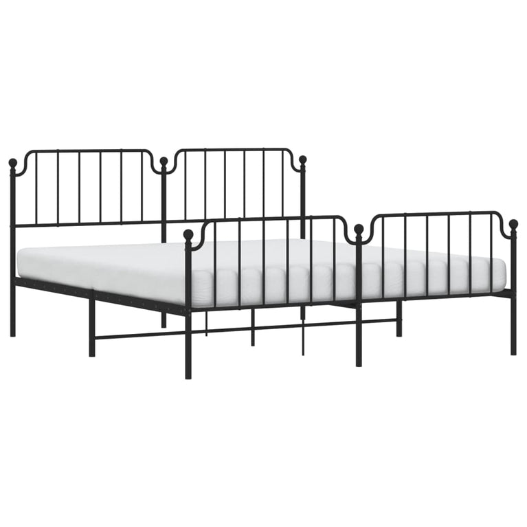 Bedframe met hoofd- en voeteneinde metaal zwart 180x200 cm
