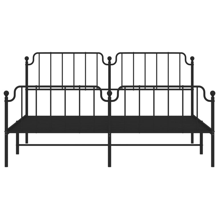 Bedframe met hoofd- en voeteneinde metaal zwart 180x200 cm