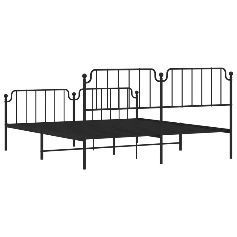 Bedframe met hoofd- en voeteneinde metaal zwart 180x200 cm