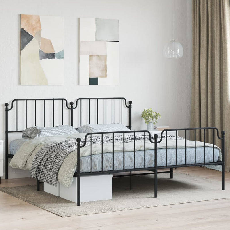 Bedframe met hoofd- en voeteneinde metaal zwart 180x200 cm