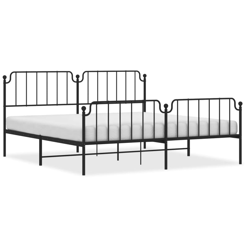 Bedframe met hoofd- en voeteneinde metaal zwart 193x203 cm