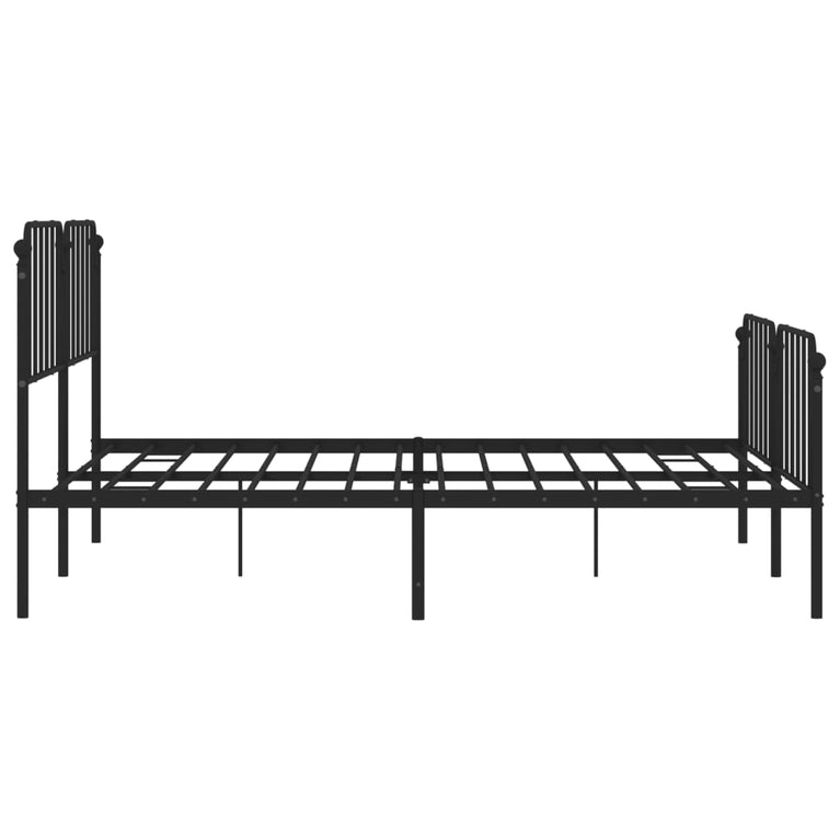 Bedframe met hoofd- en voeteneinde metaal zwart 193x203 cm