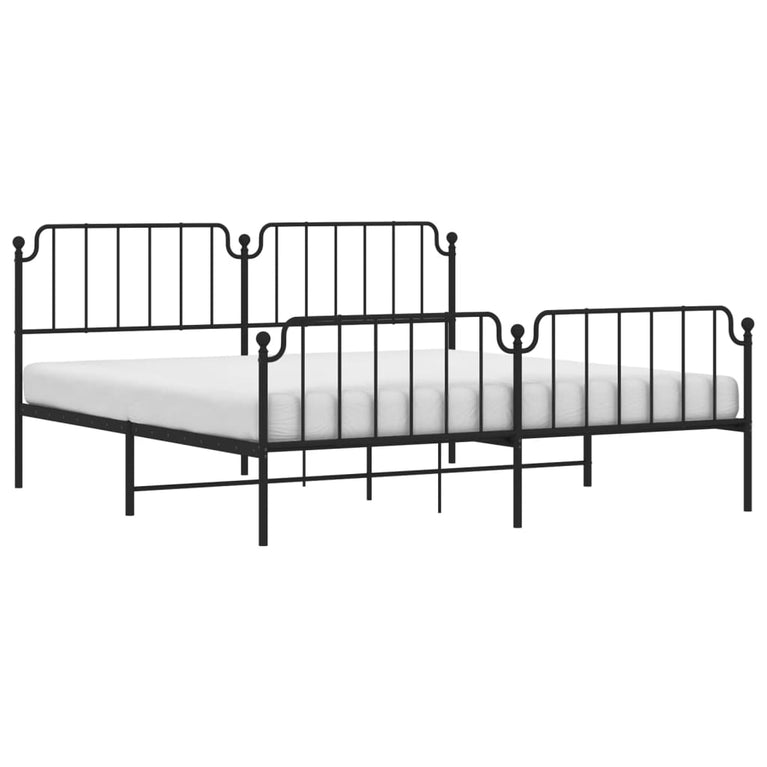 Bedframe met hoofd- en voeteneinde metaal zwart 200x200 cm
