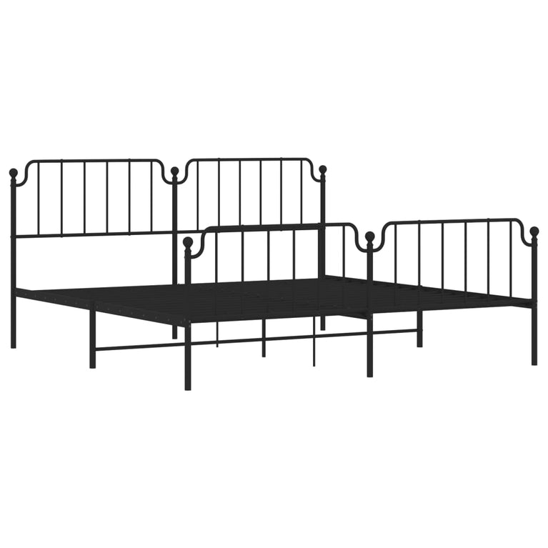 Bedframe met hoofd- en voeteneinde metaal zwart 200x200 cm
