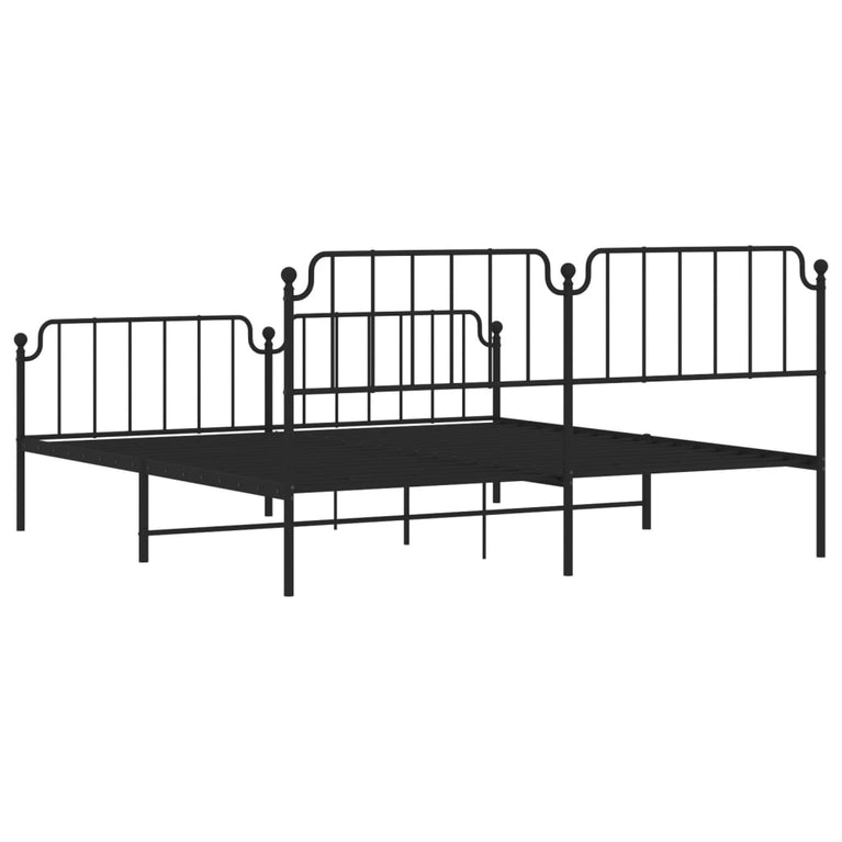 Bedframe met hoofd- en voeteneinde metaal zwart 200x200 cm
