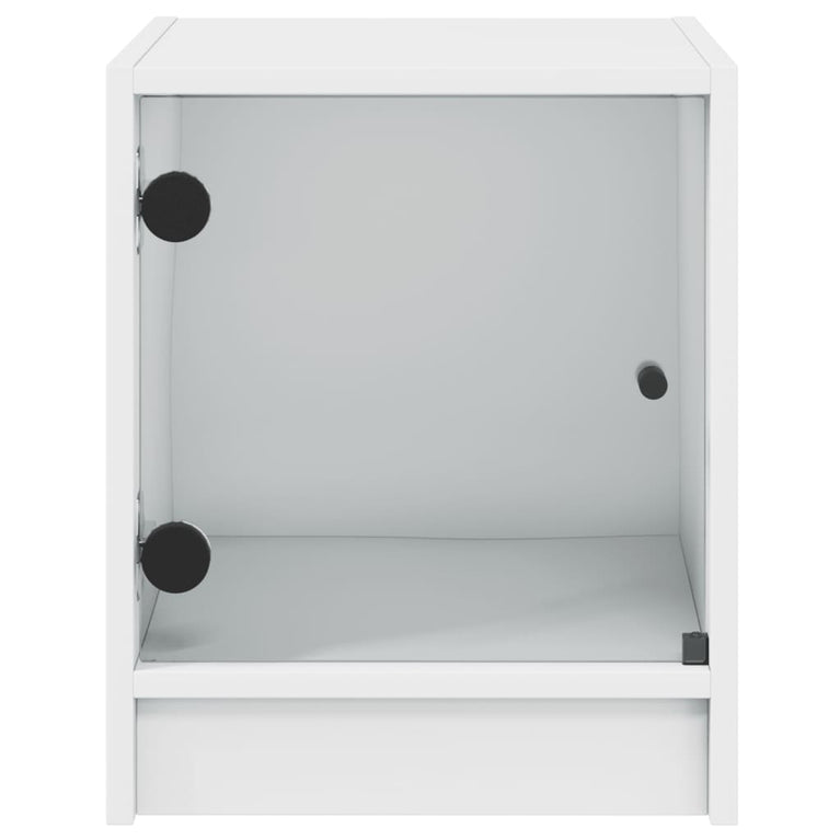 Nachtkastje met glazen deur 35x37x42 cm wit