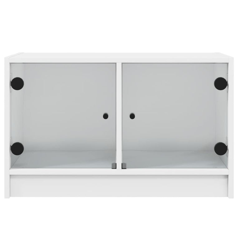 Tv-meubel met glazen deuren 68x37x42 cm wit