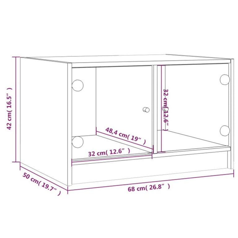 Tv-meubel met glazen deuren 68x37x42 cm zwart