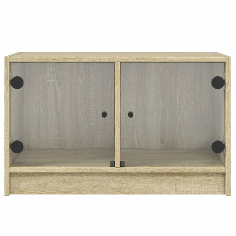 Tv-meubel met glazen deuren 68x37x42 cm sonoma eikenkleurig