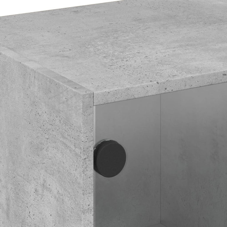 Tv-meubel met glazen deuren 68x37x42 cm betongrijs