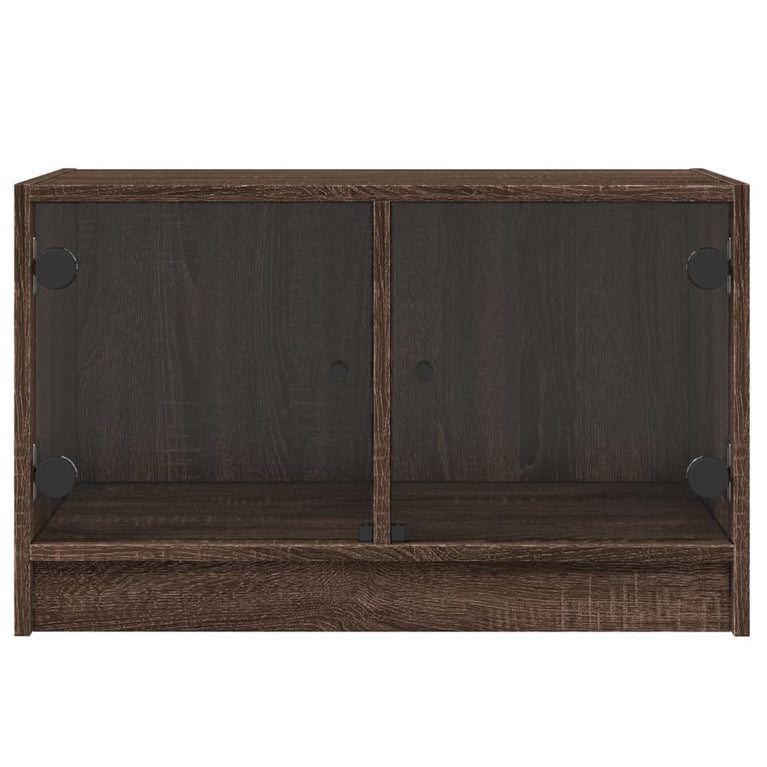 Tv-meubel met glazen deuren 68x37x42 cm bruineikenkleurig