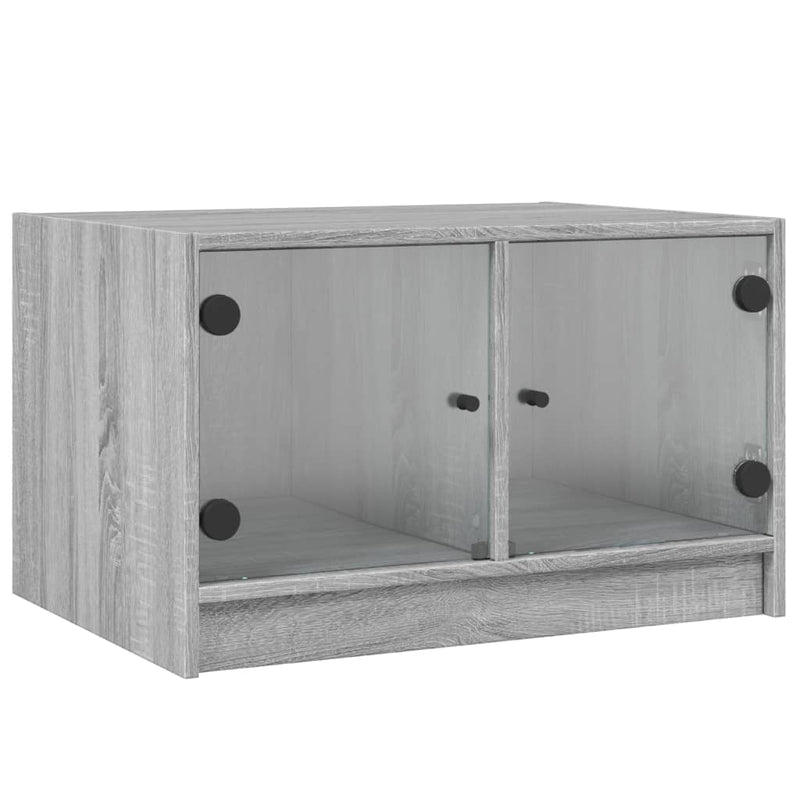 Salontafel met glazen deuren 68x50x42 cm grijs sonoma eiken
