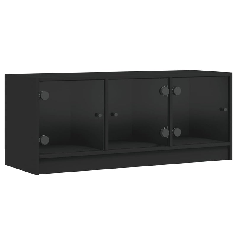 Tv-meubel met glazen deuren 102x37x42 cm zwart