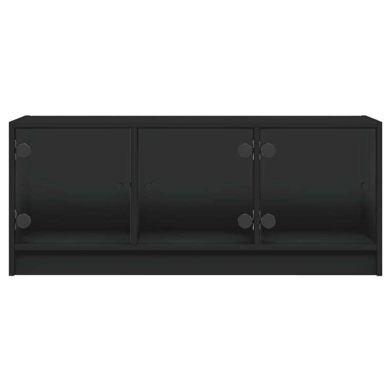 Tv-meubel met glazen deuren 102x37x42 cm zwart