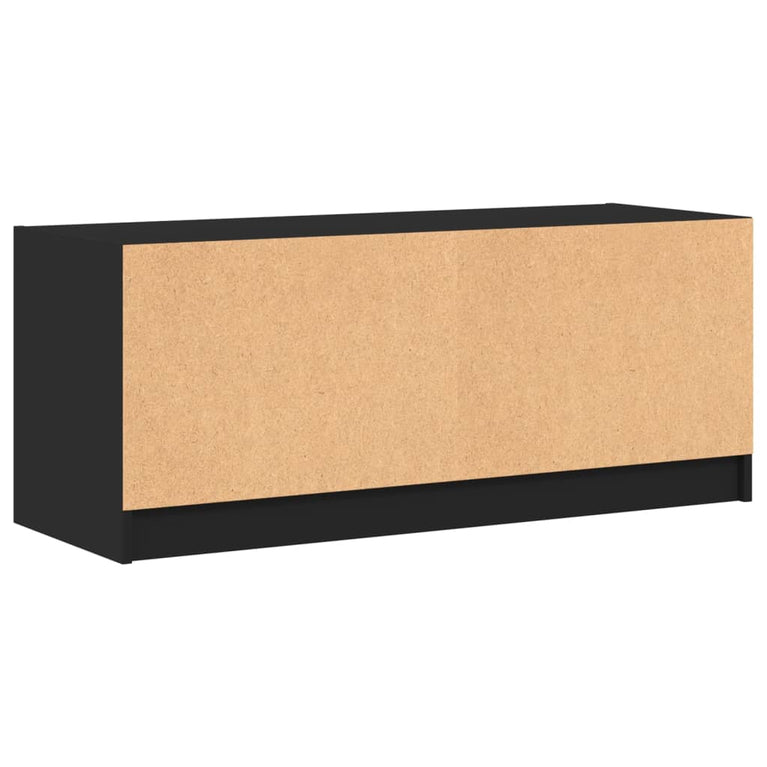 Tv-meubel met glazen deuren 102x37x42 cm zwart