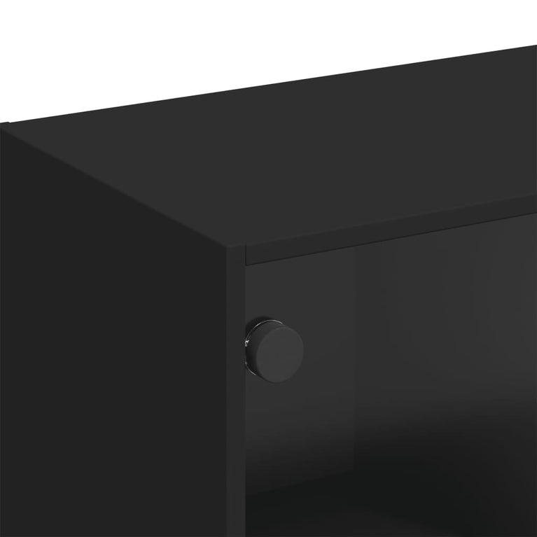 Tv-meubel met glazen deuren 102x37x42 cm zwart