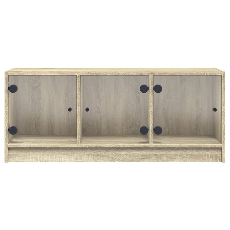 Tv-meubel met glazen deuren 102x37x42 cm sonoma eikenkleurig