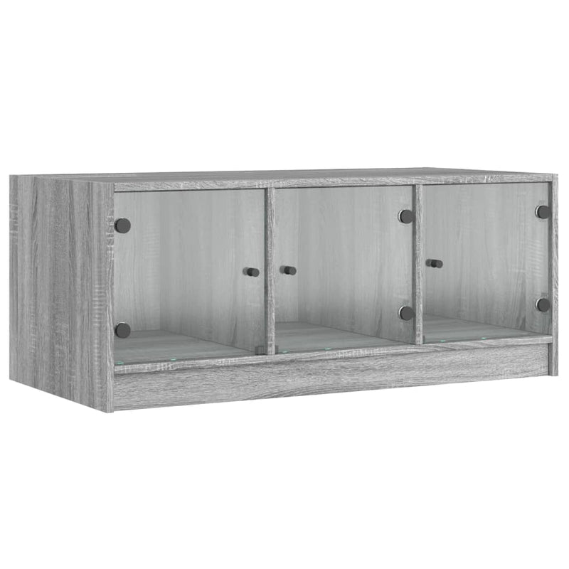Salontafel met glazen deuren 102x50x42 cm grijs sonoma eiken