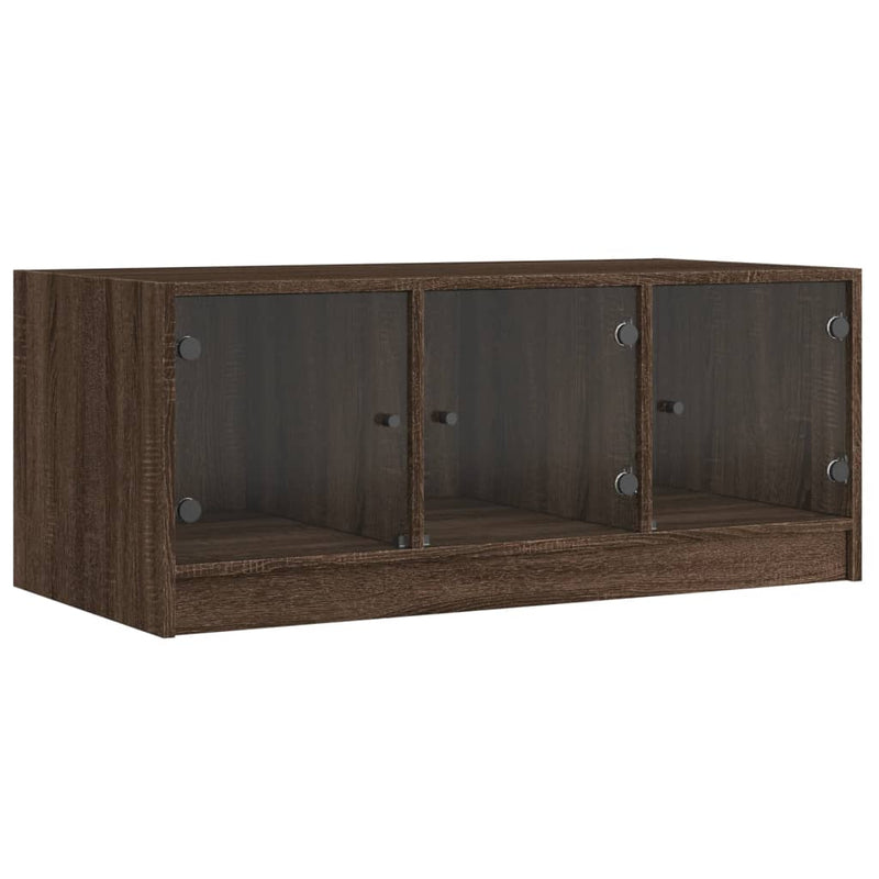 Salontafel met glazen deuren 102x50x42 cm bruineikenkleurig