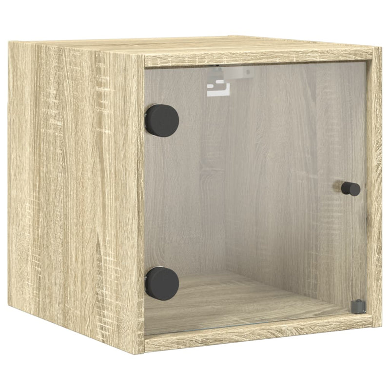 Nachtkastje met glazen deur 35x37x35 cm sonoma eikenkleurig