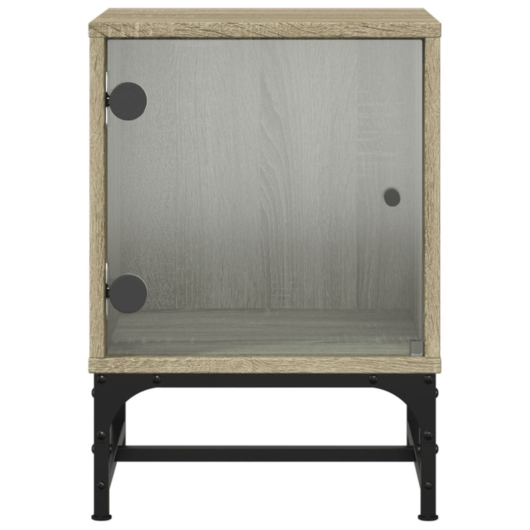 Nachtkastje met glazen deur 35x37x50 cm sonoma eikenkleurig