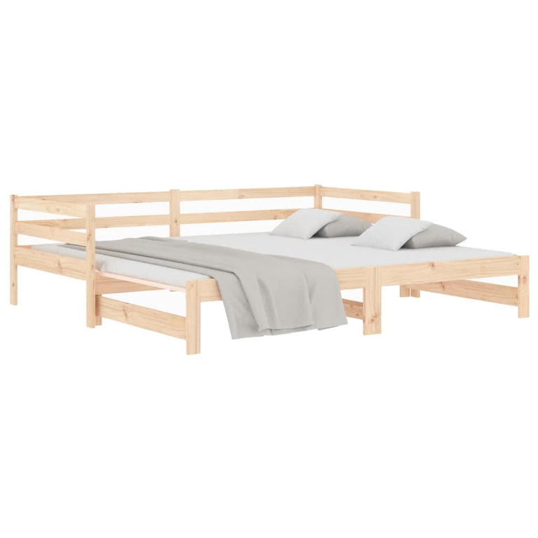 Slaapbank met onderschuifbed 90x190 cm massief grenenhout
