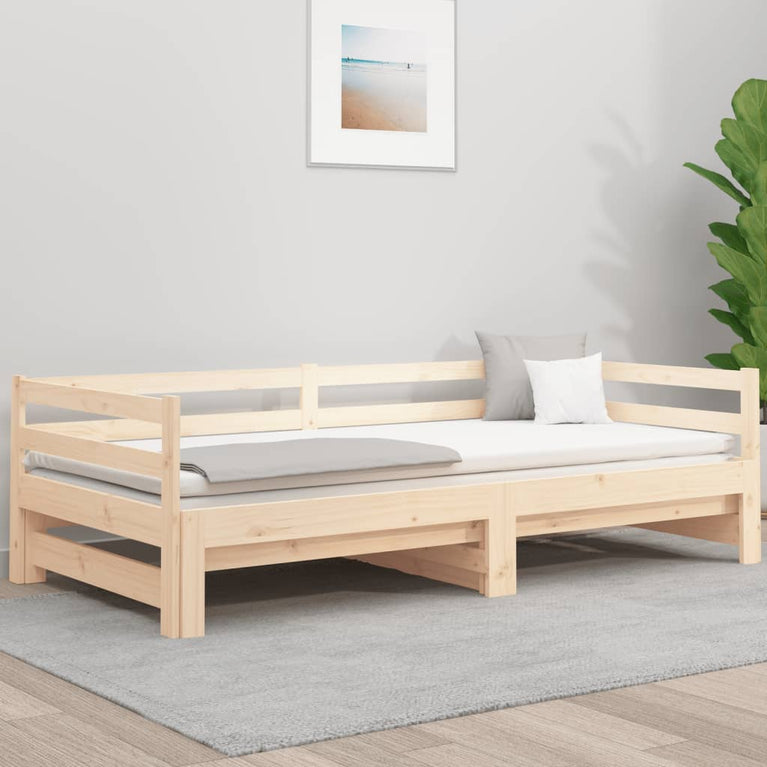 Slaapbank met onderschuifbed 90x190 cm massief grenenhout