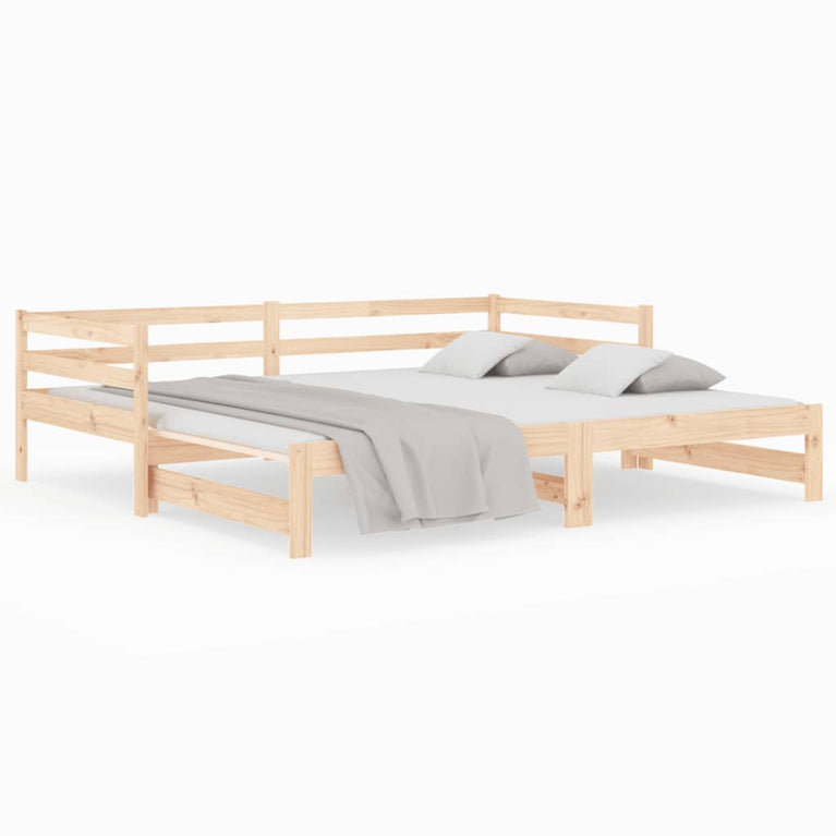 Slaapbank met onderschuifbed 80x200 cm massief grenenhout