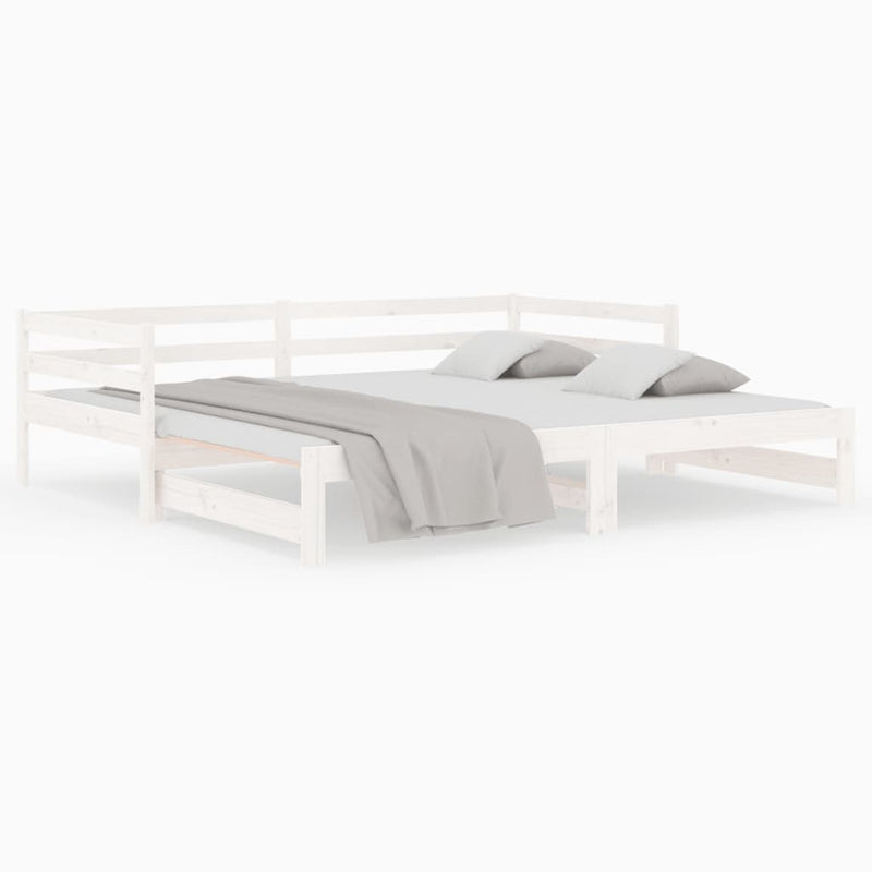 Slaapbank met onderschuifbed 80x200 cm massief grenenhout wit
