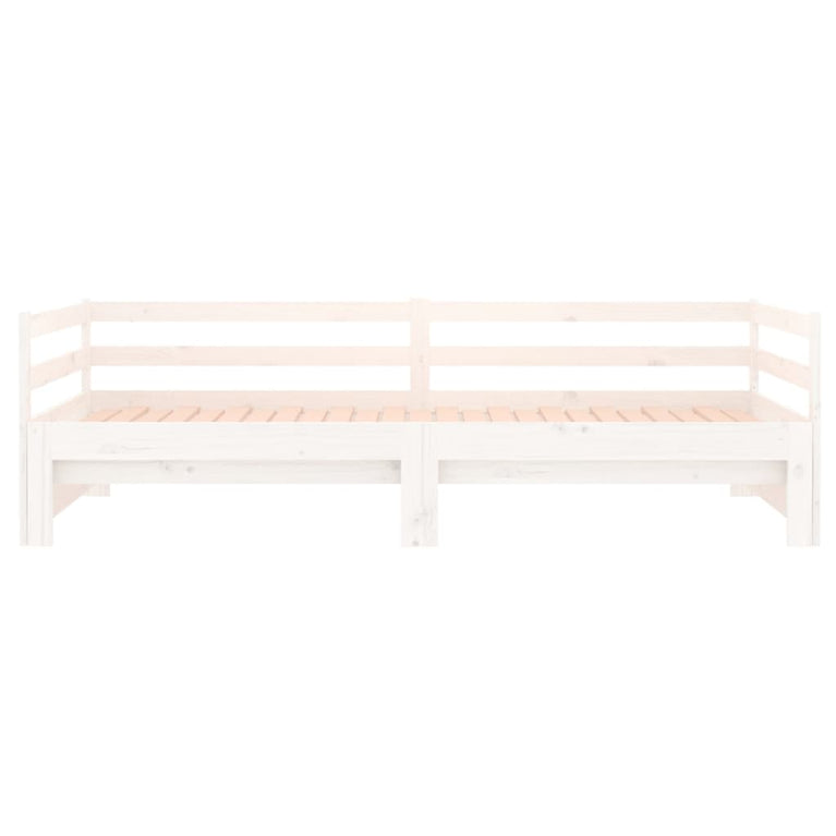 Slaapbank met onderschuifbed 80x200 cm massief grenenhout wit