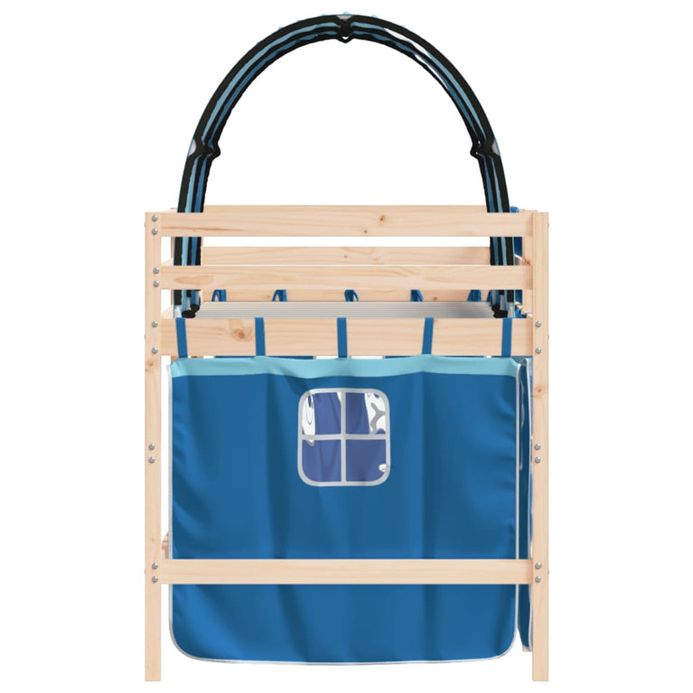 Kinderhoogslaper met tunnel 80x200 cm massief grenenhout blauw