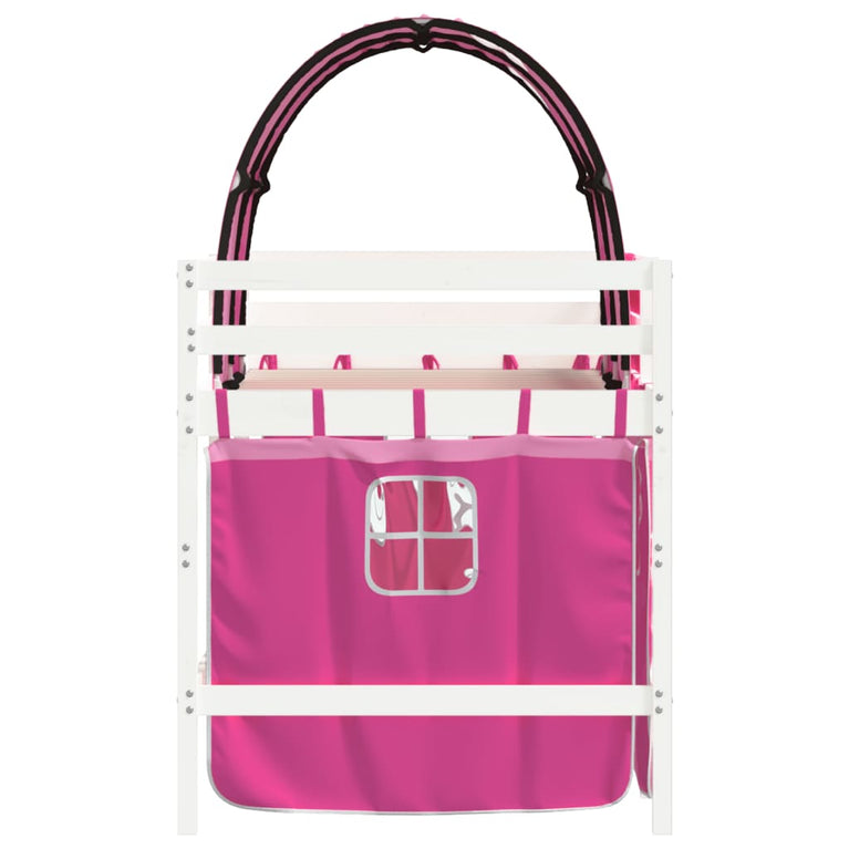 Kinderhoogslaper met tunnel 80x200 cm massief grenenhout roze