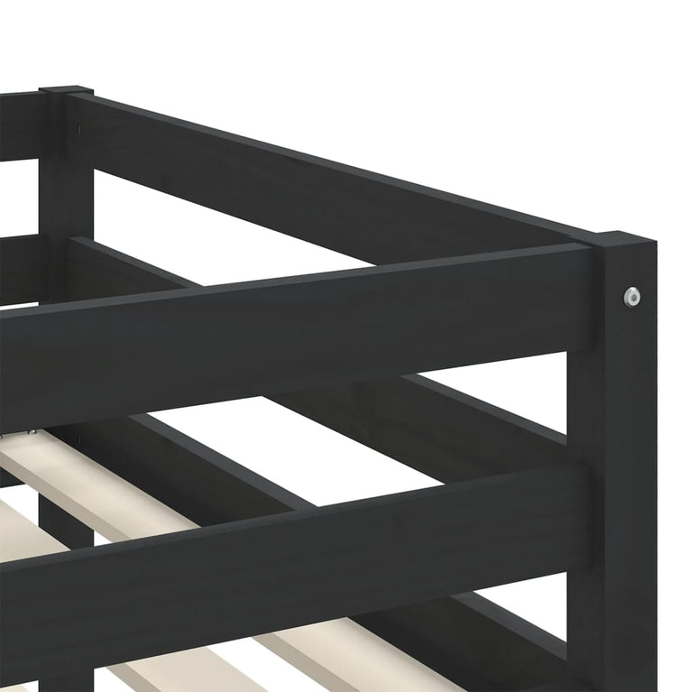 Kinderhoogslaper met tunnel 80x200 cm grenenhout wit en zwart