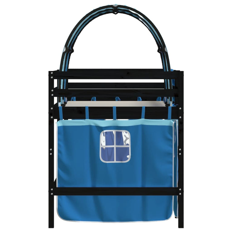 Kinderhoogslaper met tunnel 80x200 cm massief grenenhout blauw
