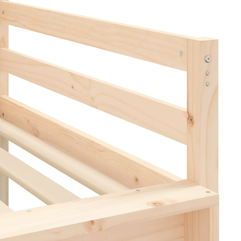 Kinderhoogslaper met toren 80x200 cm grenenhout wit en zwart