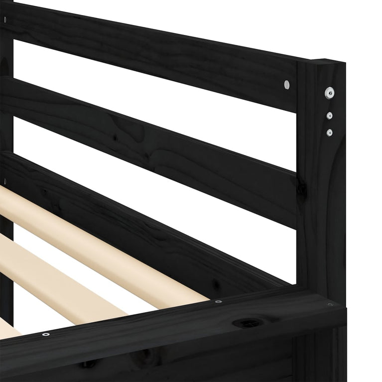 Kinderhoogslaper met toren 90x190 cm grenenhout wit en zwart