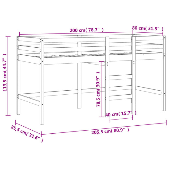 Kinderhoogslaper met ladder 80x200 cm massief grenenhout MeubelReus