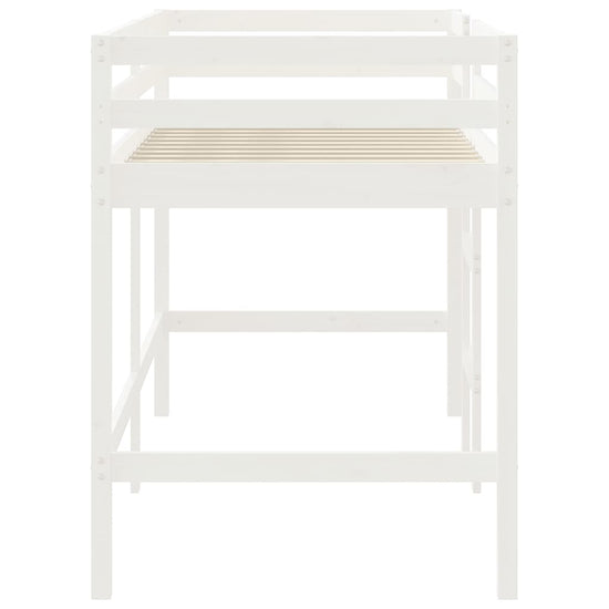 Kinderhoogslaper met ladder 90x200 cm massief grenenhout wit MeubelReus