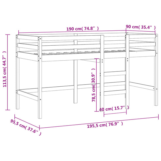 Kinderhoogslaper met ladder 90x190 cm massief grenenhout MeubelReus