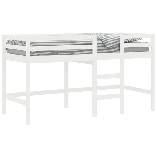 Kinderhoogslaper met ladder 90x190 cm massief grenenhout wit MeubelReus