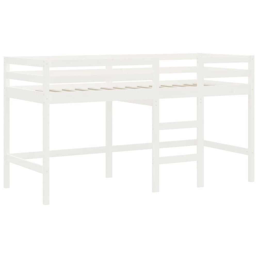 Kinderhoogslaper met ladder 90x190 cm massief grenenhout wit MeubelReus