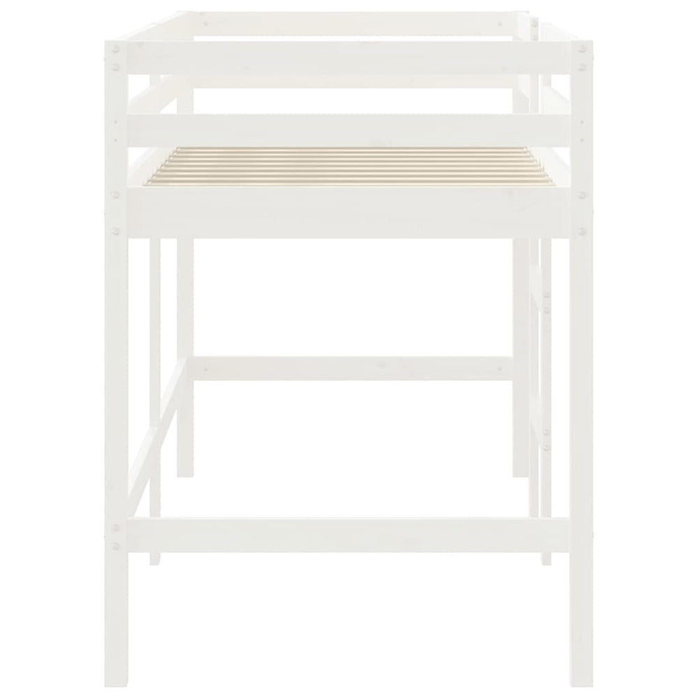 Kinderhoogslaper met ladder 90x190 cm massief grenenhout wit MeubelReus