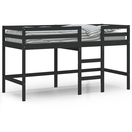 Kinderhoogslaper met ladder 90x190 cm massief grenenhout zwart MeubelReus