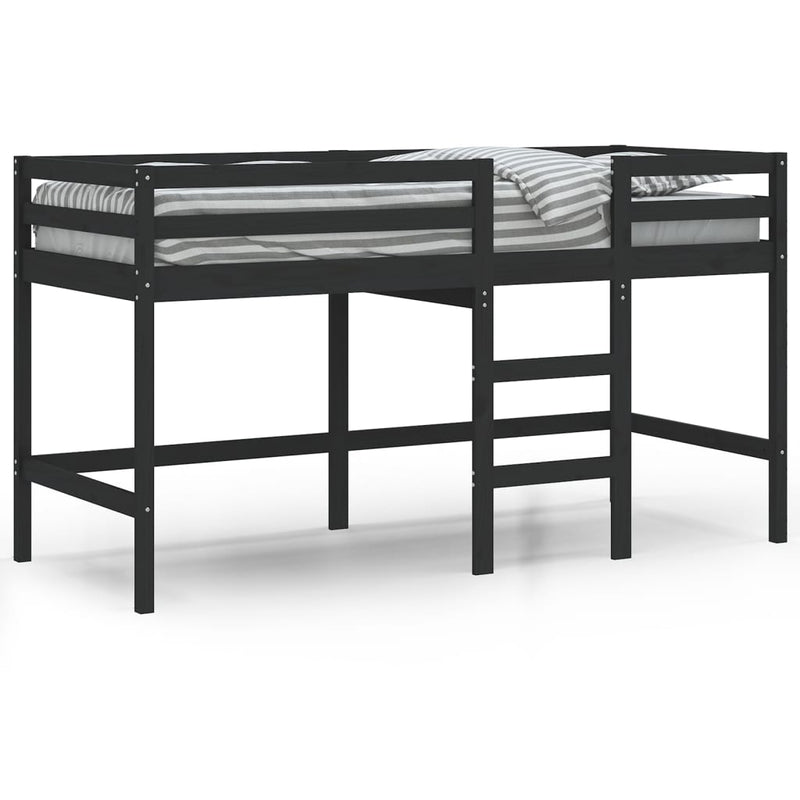 Kinderhoogslaper met ladder 90x190 cm massief grenenhout zwart MeubelReus