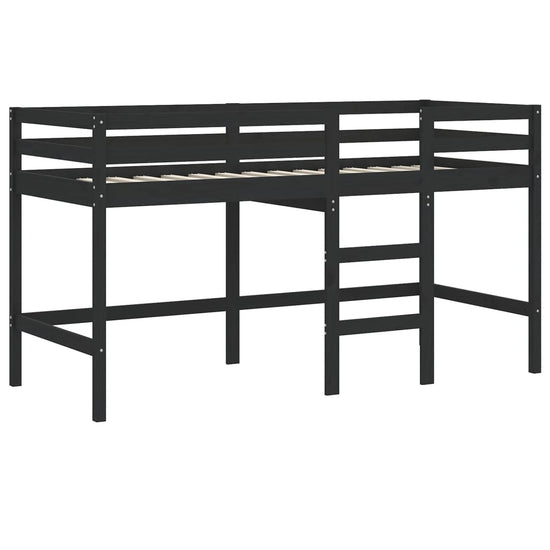Kinderhoogslaper met ladder 90x190 cm massief grenenhout zwart MeubelReus