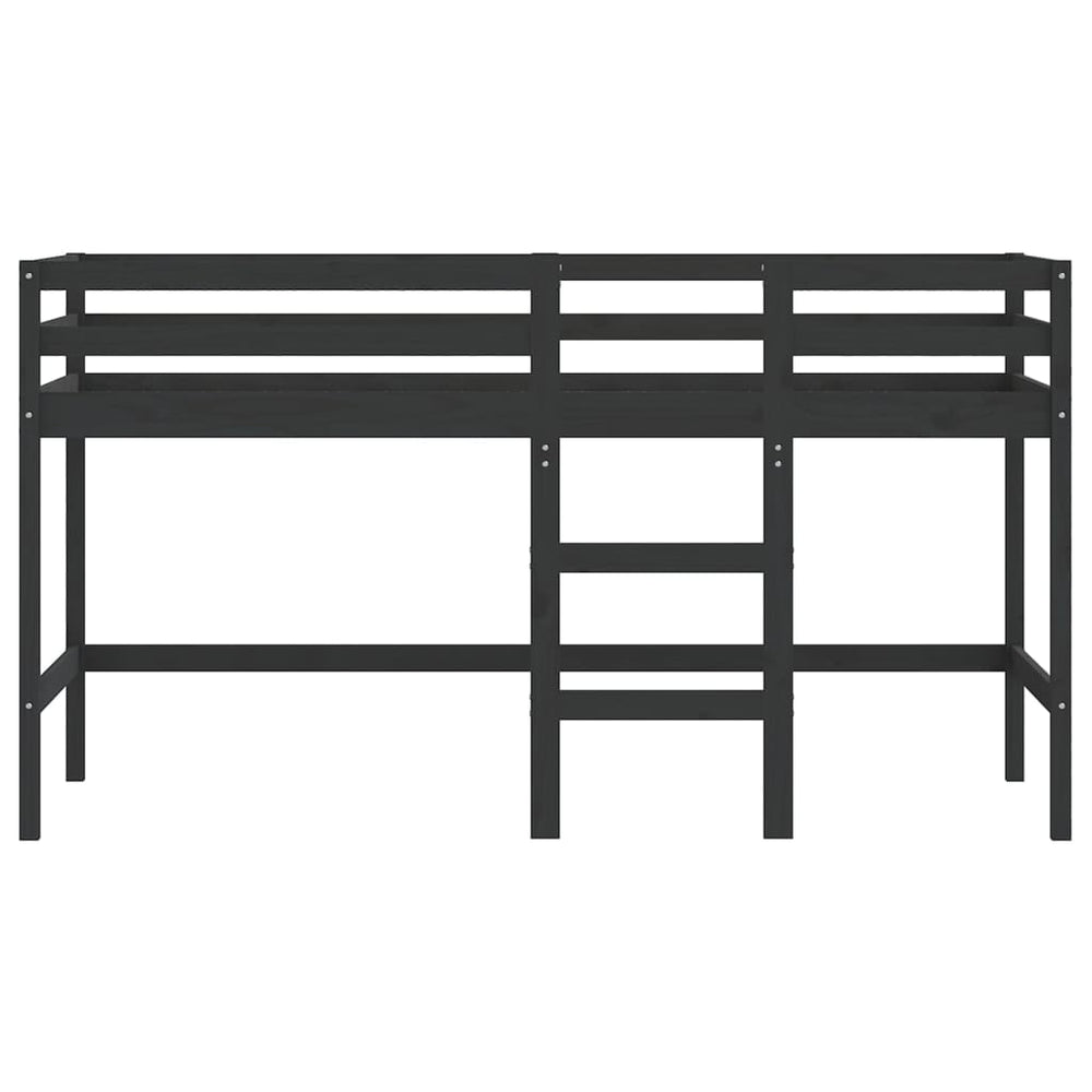 Kinderhoogslaper met ladder 90x190 cm massief grenenhout zwart MeubelReus